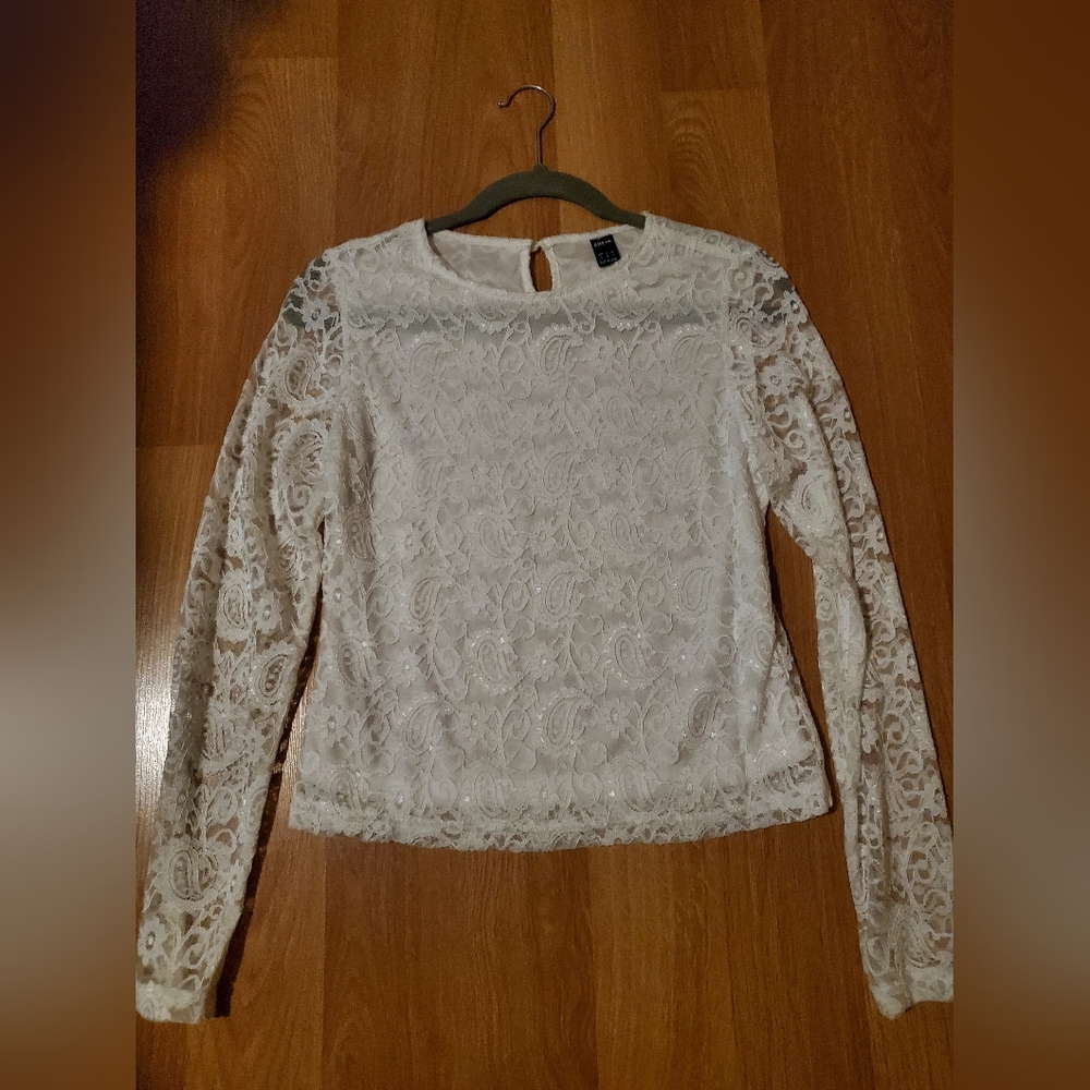 SHEIN White Lace Blouse Size Small - Picture 1 of 7